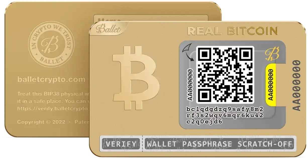 Ballet gold bitcoin cold storage card